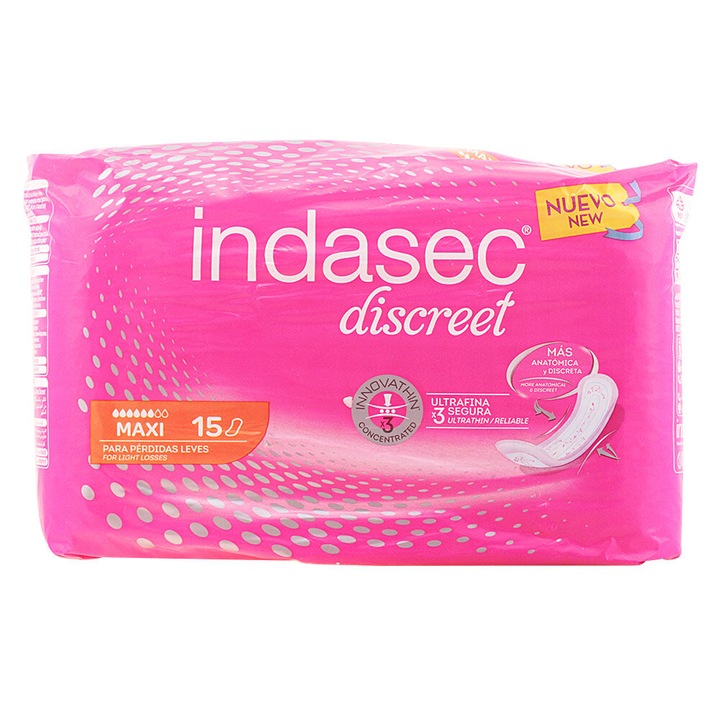 Inkontinencia betétek Indasec Discreet, maxi, 15 db, uniszex