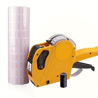 Set pistol de etichetat preturi MX-5500, 8 cifre, 1 linie, 10 role etichete 21x12 mm, galben