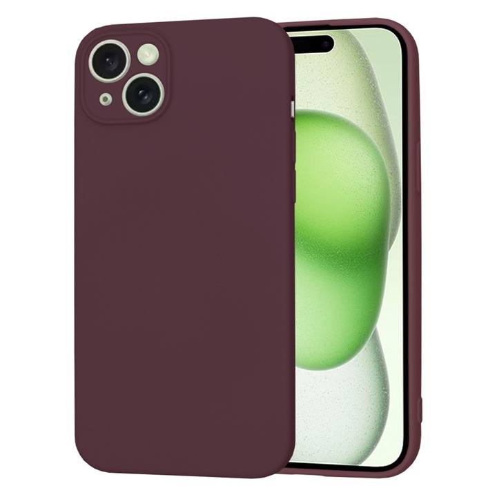 Калъф за iPhone 15 Plus, SoftFlex, Y70, Canvas, Plum Red