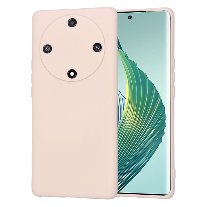 Husa pentru Honor Magic 6 Lite Daden® Silicon SoftFlex, Ultra Slim, Protectie sporita, Interior de microfibra, Roz nisip