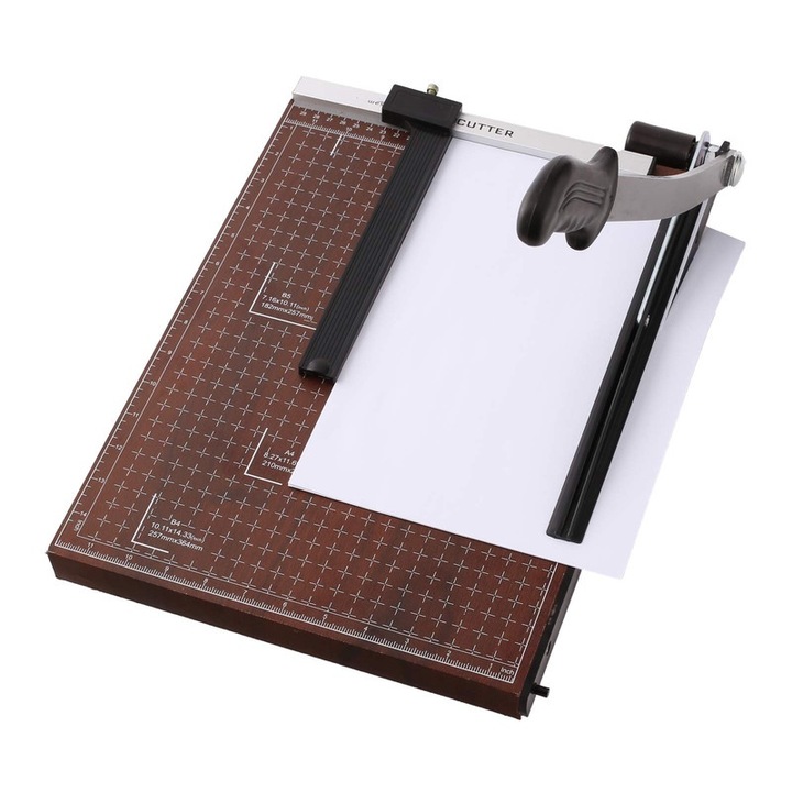 Papír guillotine, vágások A3-B7, 15" hossz, kapacitás 12 lap, MDF alap, biztonsági zárral
