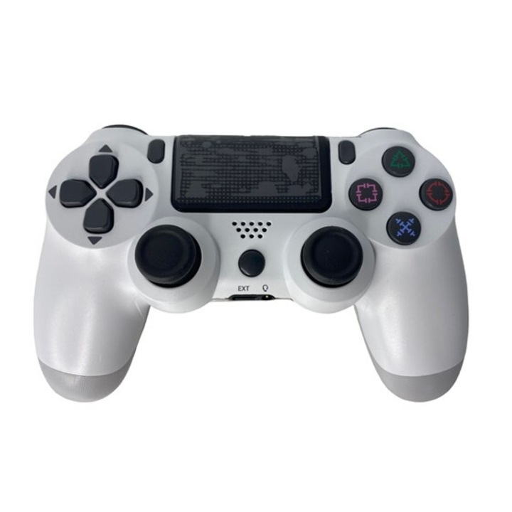 Doubleshock vezeték nélküli kontroller, PS4, kompatibilis, PS-TV és PS Now, rezgéssel, töltőkábellel, fehér, HAPPY JOKER®