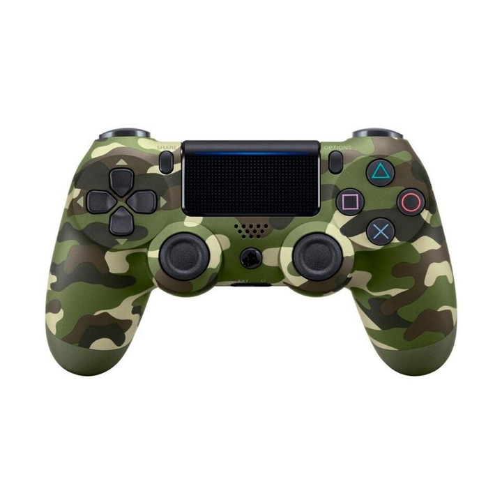 Doubleshock vezeték nélküli kontroller, PS4, kompatibilis, PS-TV és PS Now, rezgéssel, töltőkábellel, katonai zöld, HAPPY JOKER®
