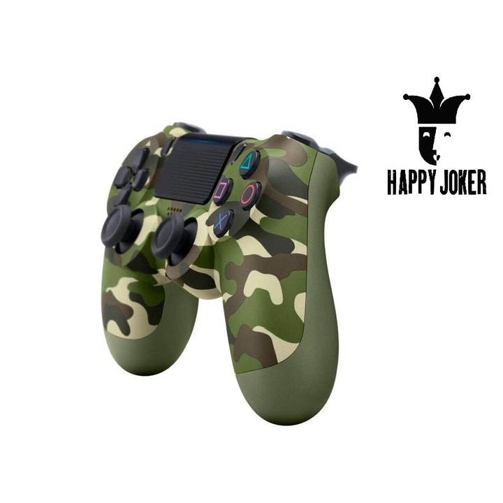 Контролер HAPPY JOKER® doubleshock I-10, PS4, Безжичен, Съвместим, PS-TV и PS Now, С вибрации, Включено зарядно, Военно зелено