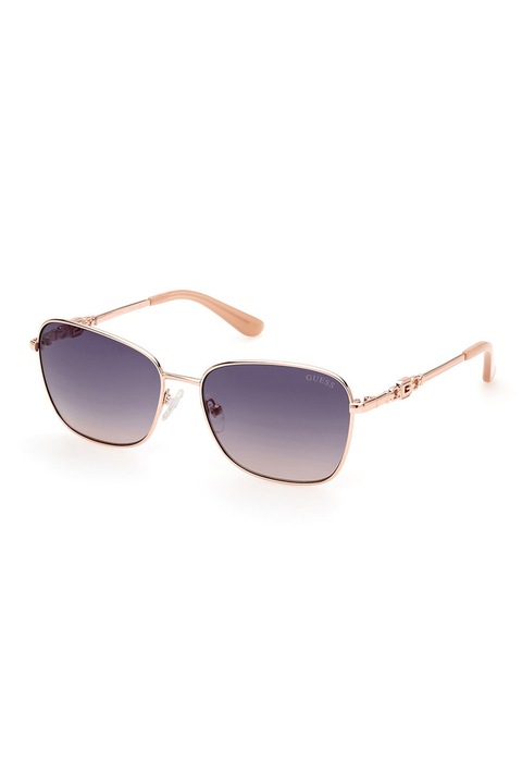 GUESS, Ochelari de soare cu rama metalica, Auriu, 57-16-140