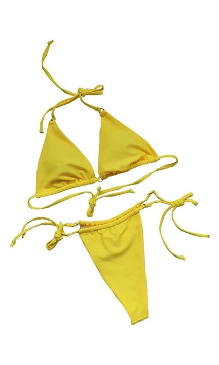 Бански костюм Mixbo, от две части, Simple Black, размер L, Жълт