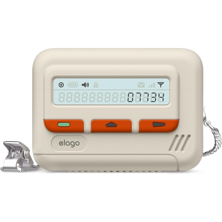 Калъф за слушалки, съвместим с AirPods Pro 2, пейджър, Elago, бял