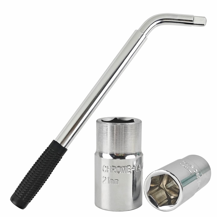 Cheie roata telescopica gxwcyi, maner cauciucat antiderapant, 17/19mm, negru/argintiu, 45x8x3.5cm