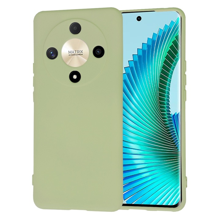 Кейс за Honor Magic 6 Lite, защита на камерата, ментово зелен, силикон, BzStore