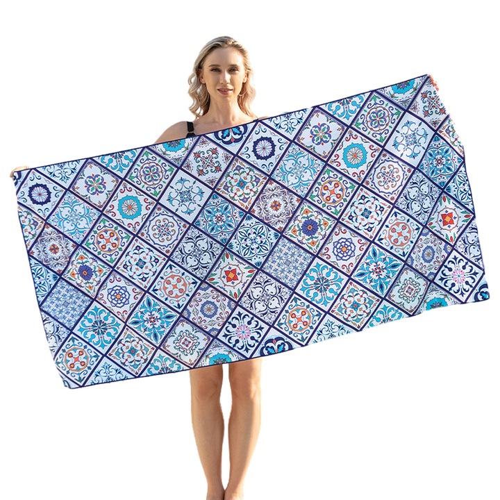 Микрофибърна плажна кърпа, 80x160 см, бързосъхнеща, лека, за пътуване, къмпинг, спорт, йога