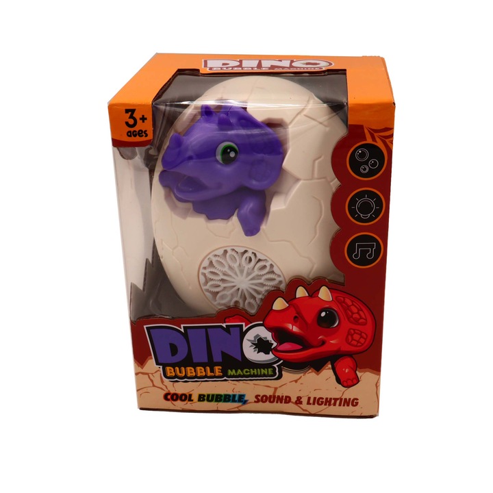 Интерактивна играчка динозавър за правене на сапунени мехури, лилава, 17 см x 9,5 см x 13 см, dalimag