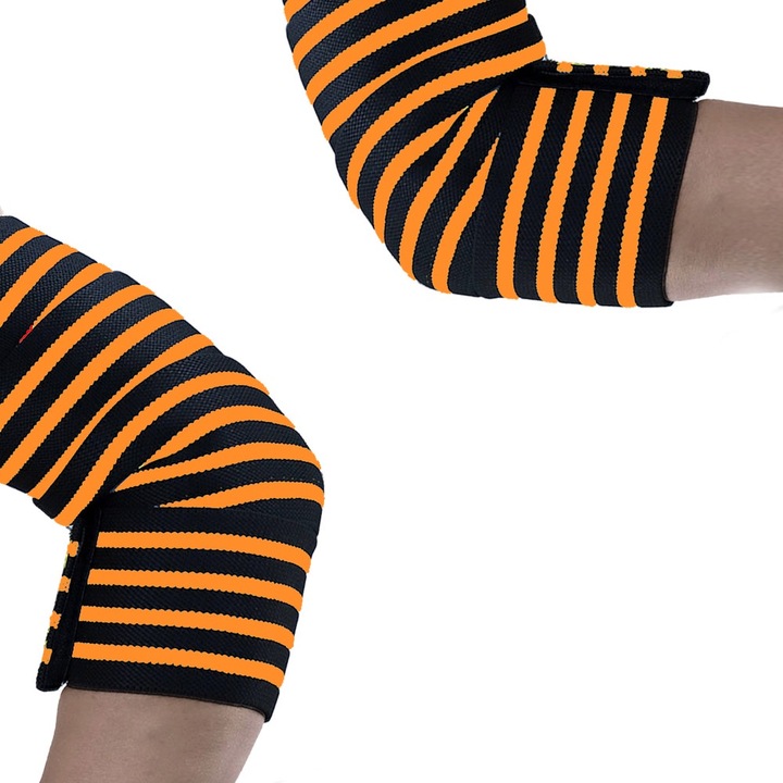 Orteza Compresiva pentru Cot, Ajustabila, Respirabila, Unisex, Negru/ portocaliu