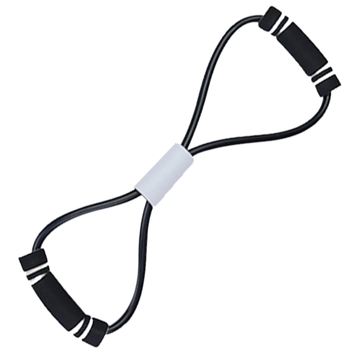 Jóga nyújtó öv, szilikon, 8-as forma, fekete