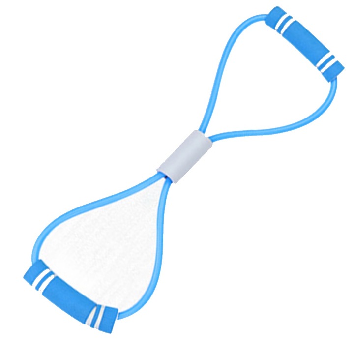 Jóga nyújtó öv, szilikon, 8-as forma, kék