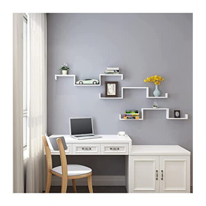 Комплект от 3 рафта, Songmics, RT-0205, Бял, 40x10x9 см