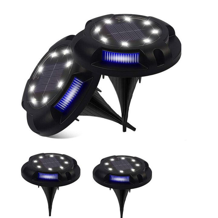 Set 4 lampi solare Bizaical, 8 LED, 10.5x13cm, impermeabile