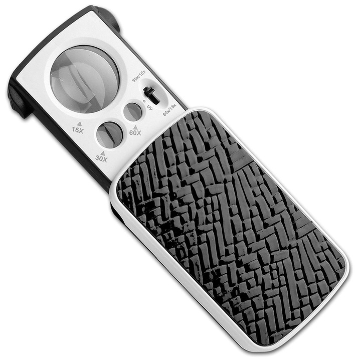 Lupa profesionala cu LED, Plastic, Negru/Alb