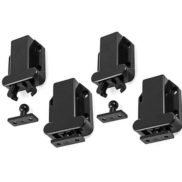Set 6 Zavoare cu Functie de Deschidere Automata, ABS, 67 x 12 mm, negru