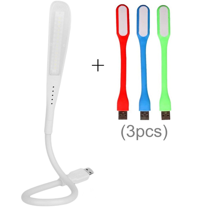 Set 4 Lampi USB, Luminozitate Reglabila, Multicolor, 14 LED-uri