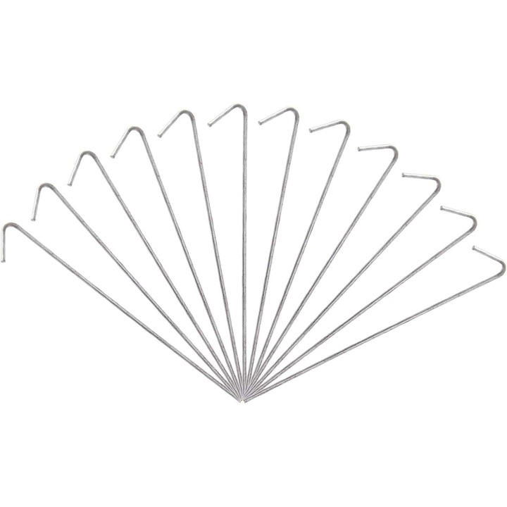 Set 12 cuie cort, aluminiu, argintiu, 4mm