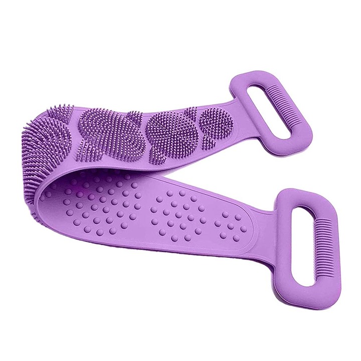 Гъба за баня, силиконова, 73 см, лилава