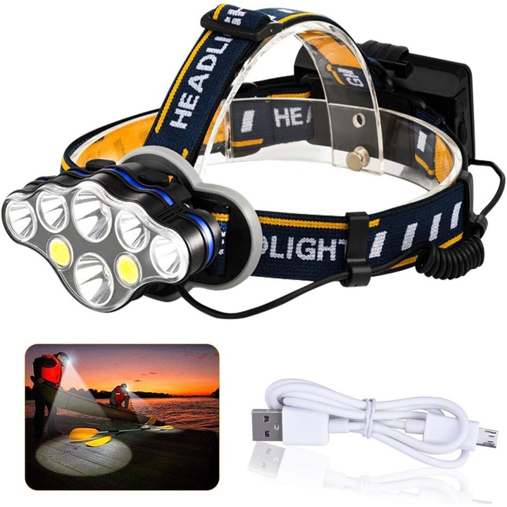 LED челник, Cozevdnt, 8 режима, водоустойчив, 200g, презареждаем