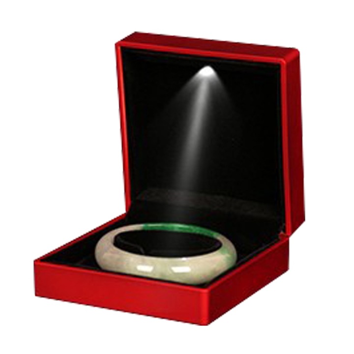 Cutie pentru bijuterii cu LED, plastic, 10 x 10 x 5 cm, rosu/negru