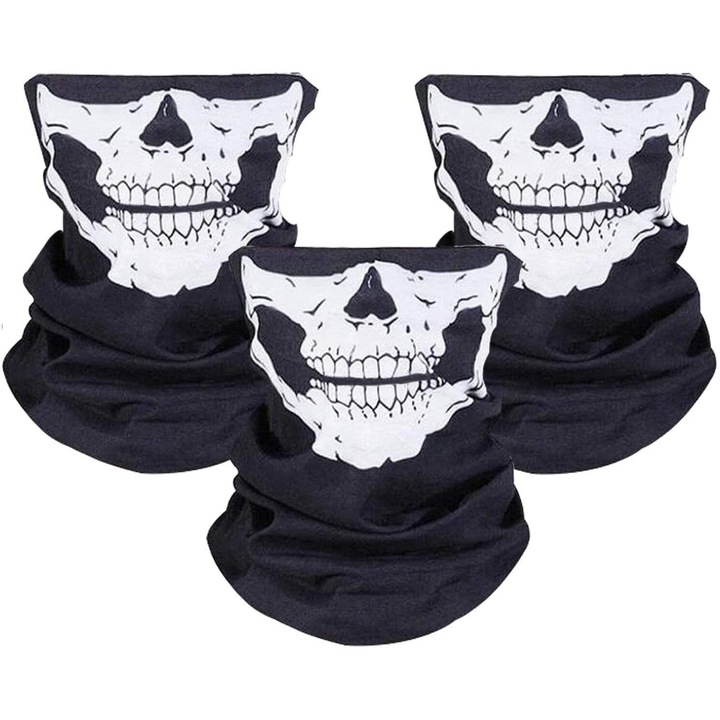 Set 3 masti sport, Poliester, Negru/Alb, 24 x 48 cm