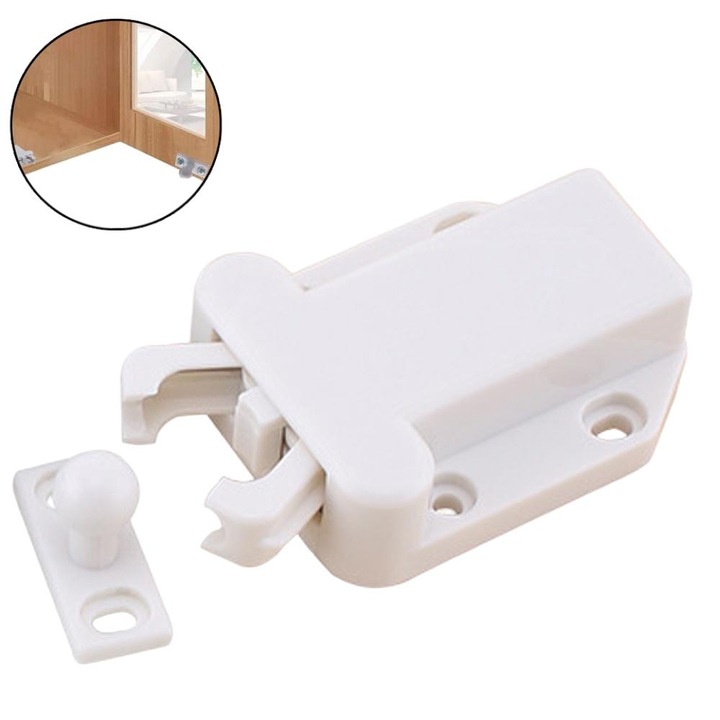 Комплект от 6 ключалки Push to Open за мебели, ABS, бели 67x12мм