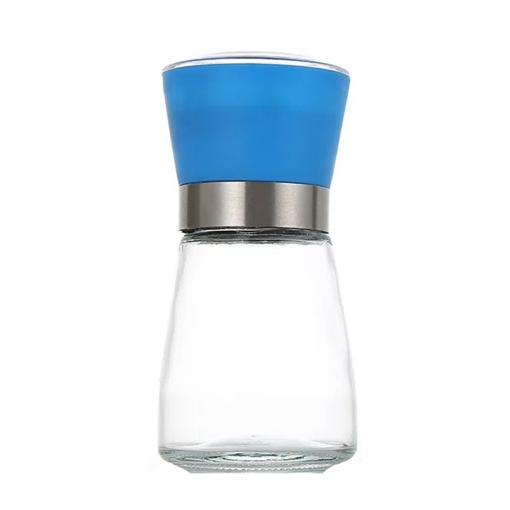 Set 2 rasnite pentru sare si piper, inox, capac albastru, 180ml