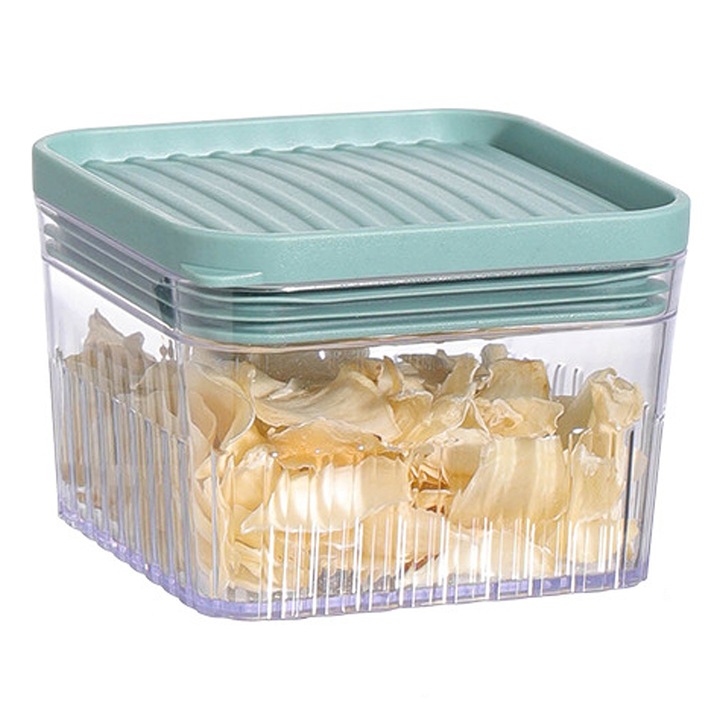 Cutii alimentare set, transparent, 300ml, cian, 9x9x6.3cm