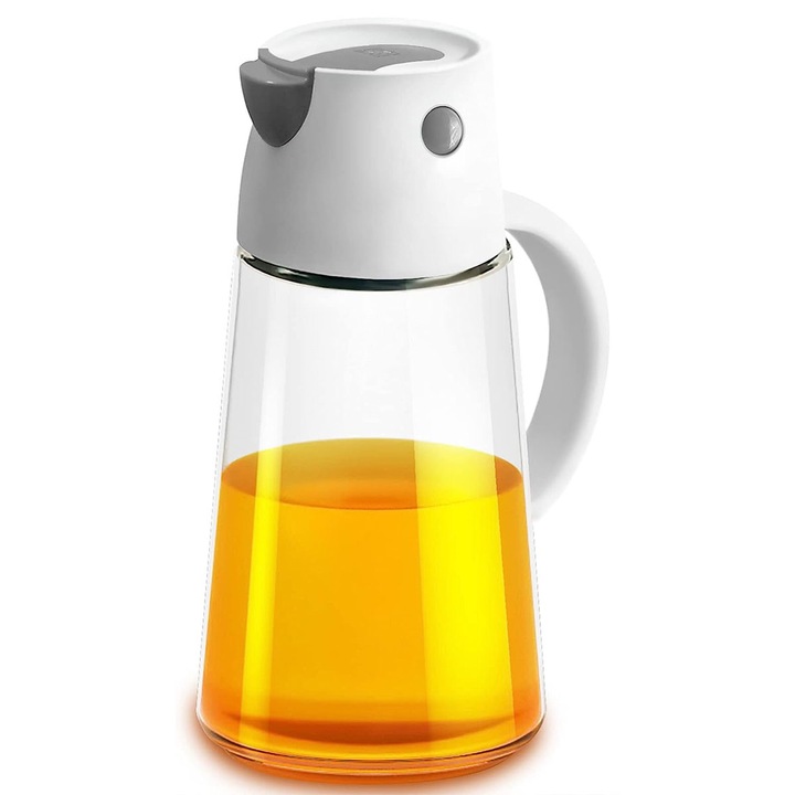 Set de sticle dozatoare pentru ulei si otet, 650ml, sticla, roz, albastru, alb, 21x12x9cm