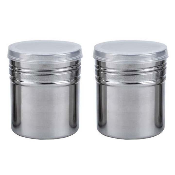 Set 2 Recipiente pentru Zahar Pudra, Otel Inoxidabil