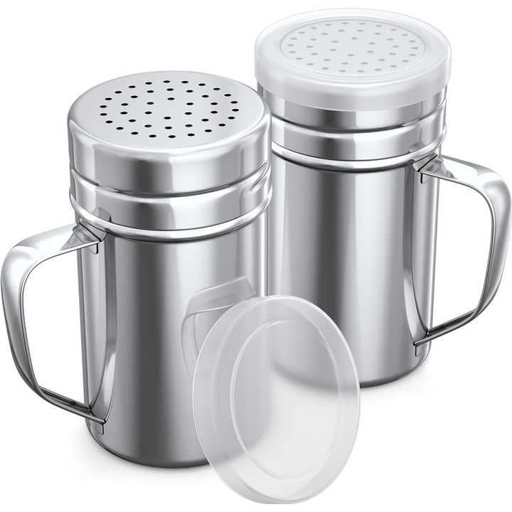 Set 2 recipiente de Condimente din Otel Inoxidabil cu Capac