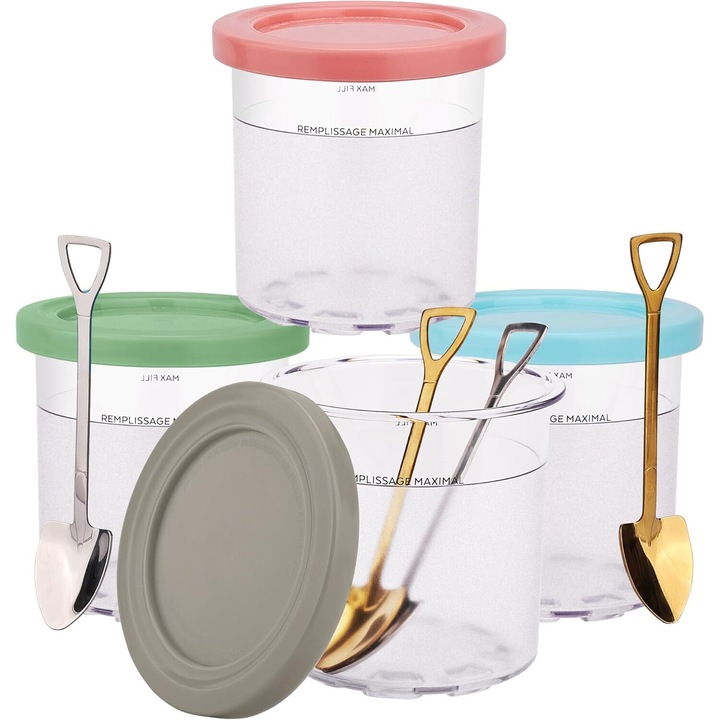 Комплект контейнери за храна Enforose, 16 oz, прозрачни, удароустойчиви, за Ninja CREAMi, голям капацитет, лесни за почистване