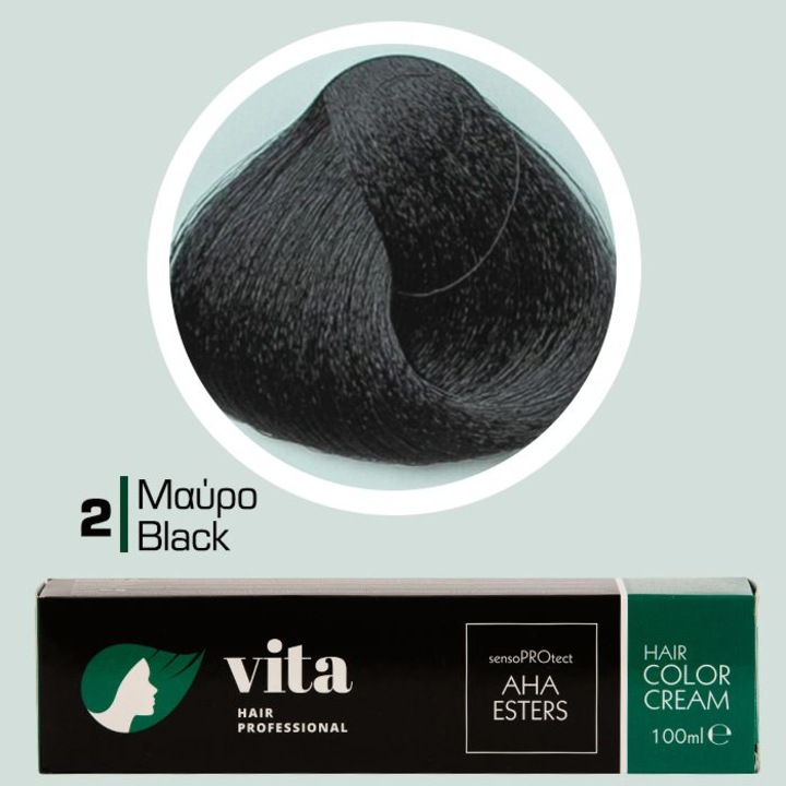 Vopsea de par VITA HAIR PROFESSIONAL, Negru, 100ml