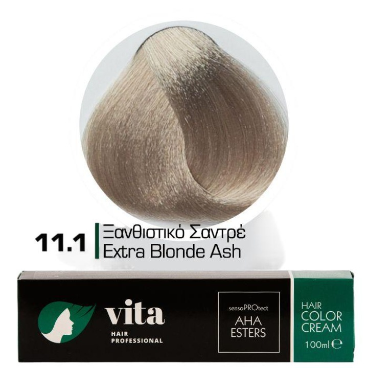 Vopsea de par VITA HAIR PROFESSIONAL 11.1 Extra blonde ash, 100ml