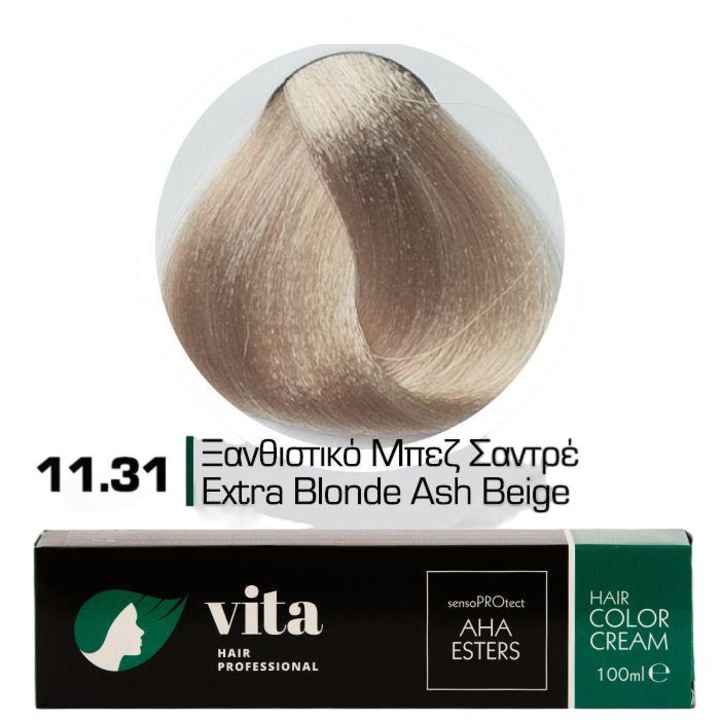 Vopsea de par VITA HAIR PROFESSIONAL 11.31 Extra blonde ash beige, 100ml