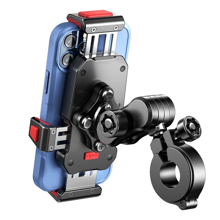 Motorkerékpár telefontartó, kormányrúdra rögzíthető, forgatható, Joyroom JR-ZS361, fekete