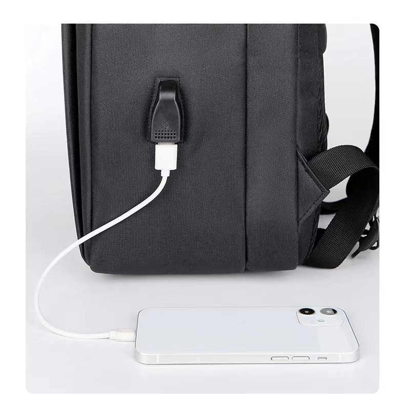 Rucsac, 17.3inch, impermeabil, capacitate mare, compartimente multiple, port de incarcare USB extern, negru