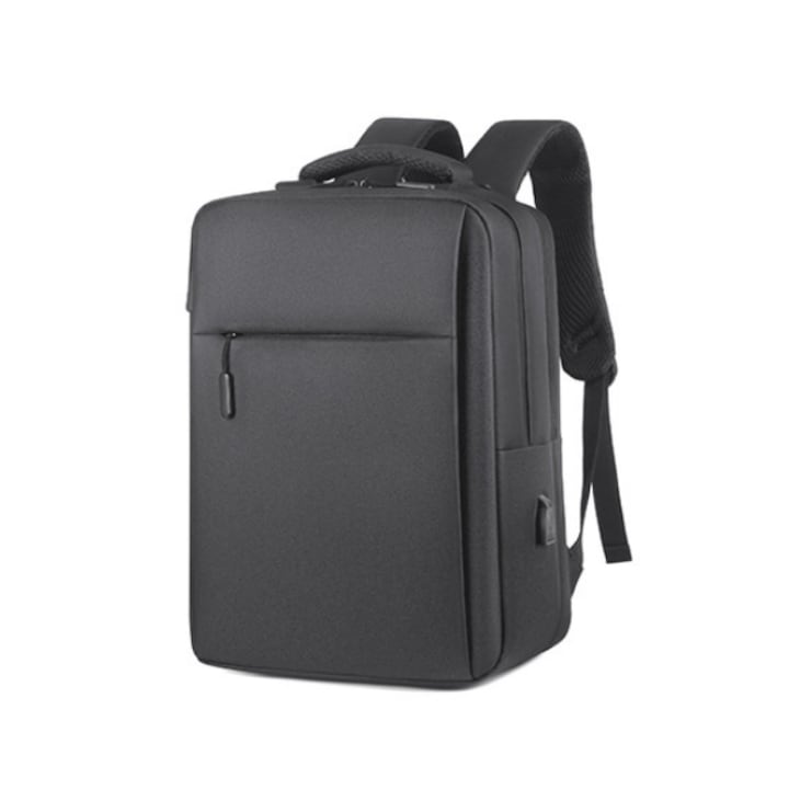 Rucsac, 17.3inch, impermeabil, capacitate mare, compartimente multiple, port de incarcare USB extern, negru