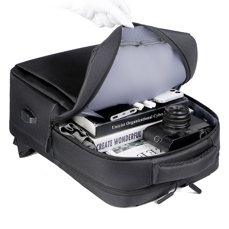 Rucsac, 17.3inch, impermeabil, capacitate mare, compartimente multiple, port de incarcare USB extern, negru