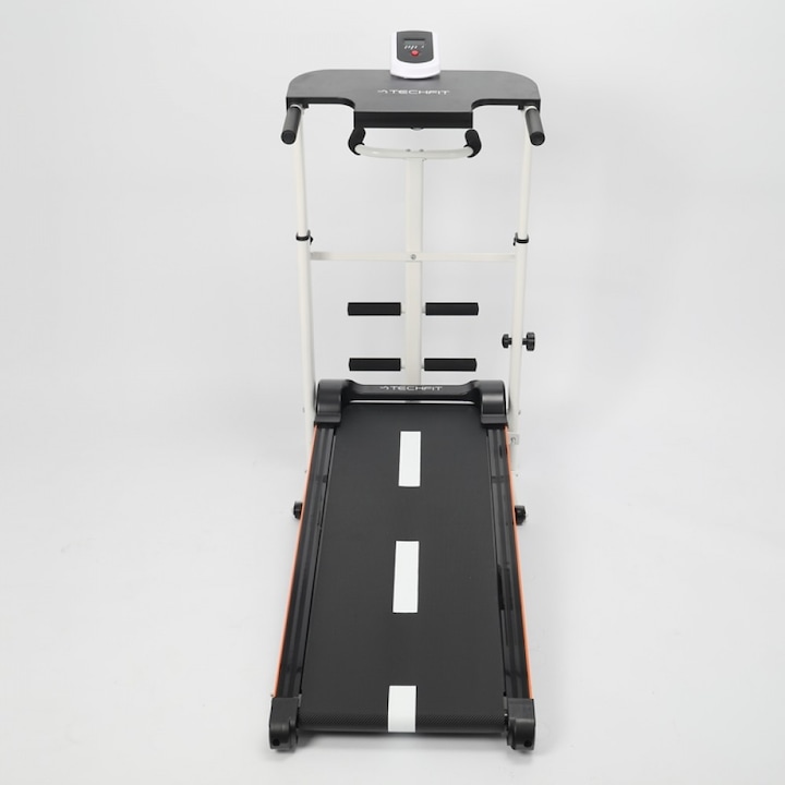 Бягаща пътека TECHFIT MT50, Наклон 3 нива, Тегло на потребителя 100 кг, Включен дисков туистър и еластични ленти, Транспортни колела