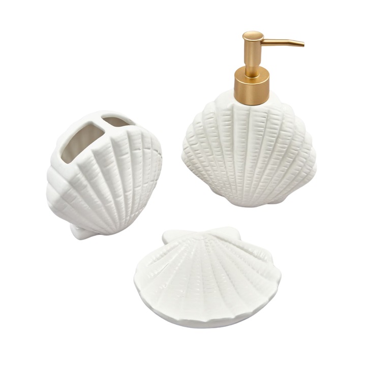 Set Accesorii de Baie Berryshop® Seashell Elegance Scandinavian Luxury