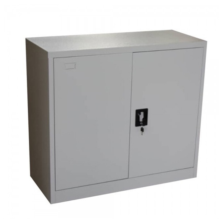 Fiset metalic Premium 1 polita+baza, 80x60x35 cm, vopsit gri, 50 kg/polita, inchidere 3 puncte, neasamblat, PLUS