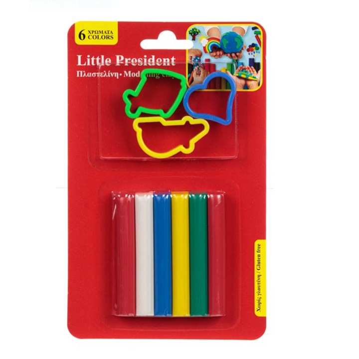 Комплект пластелин 6 различни цвята и форми - 9 части