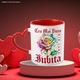 Чаша с надпис The Best Beloved, In the World, цвете, пъстра роза, акварел, акварел, дизайн, 330 ml, керамика с дръжка червено сърце