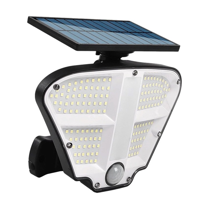 Lampa solara LED cu senzor de miscare si telecomanda, 160 x LED, 400 lm, IP 65, 3 surse de iluminare