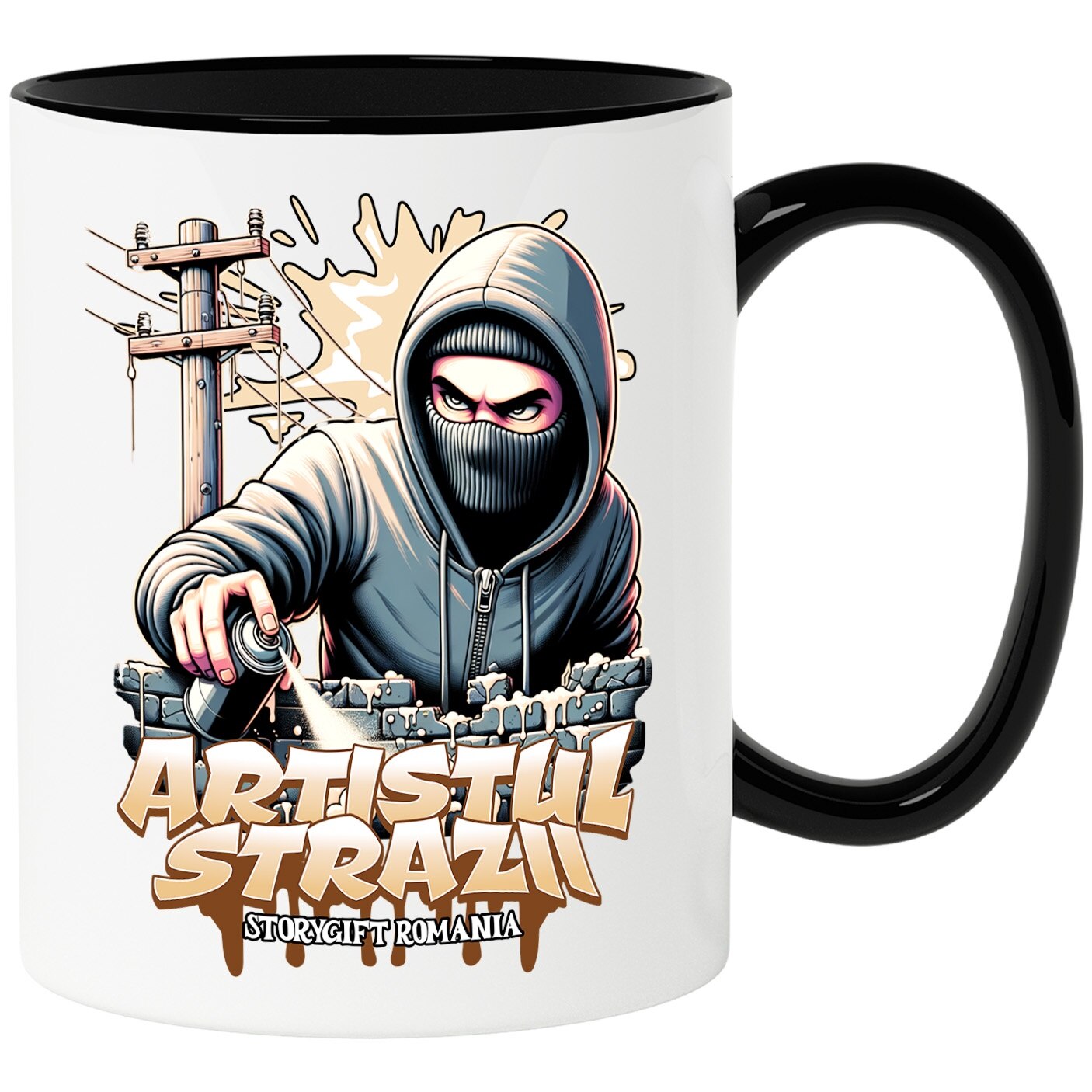 Cana Artistul Strazii - Graffiti, Spray, 330ml, Ceramica cu Maner