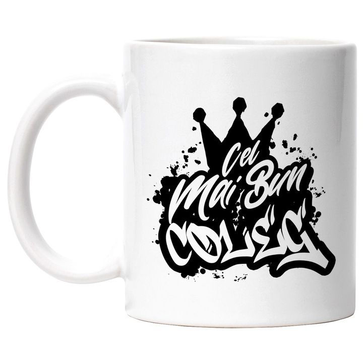 Cana Pentru Cel Mai Bun coleg, Apreciere, Cadou, Rasplata, Multumire, 330ml, Ceramic cu Maner Alb